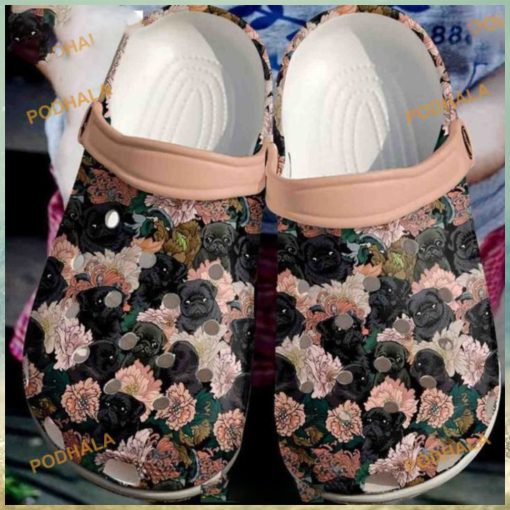 Pug Flowers Garden Clogs