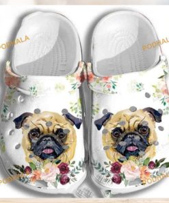 Pug Puppy Roses Flower Crocs