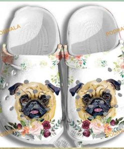 Pug Puppy Roses Flower Crocs