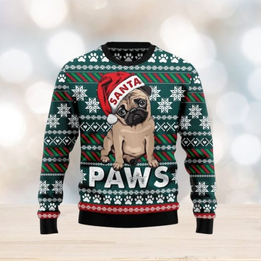 Pug Santa Paws Ugly Christmas Sweater, Custom Ugly Christmas Sweater