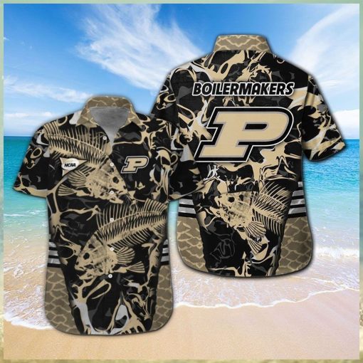 Purdue Boilermakers Fishing Short Sleeve Button Up Tropical Hawaiian Shirt