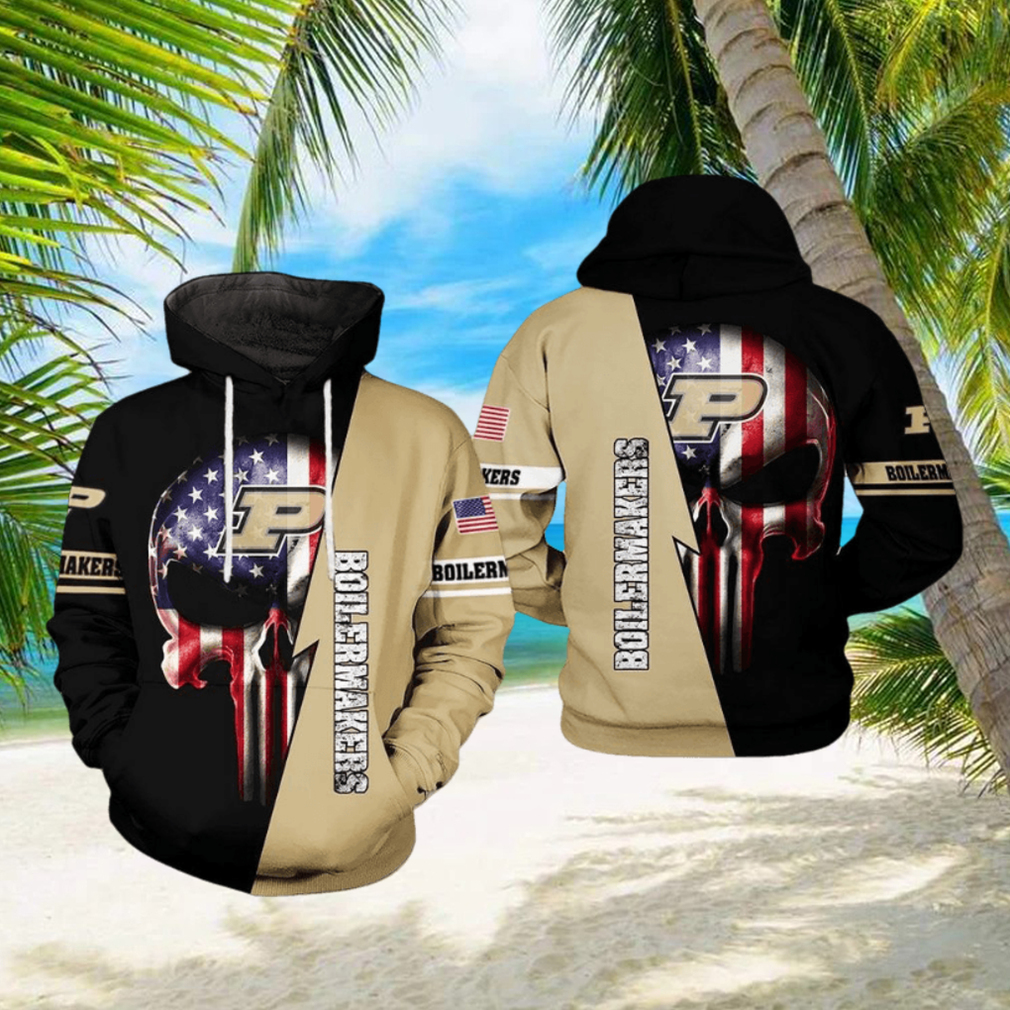 Purdue Boilermakers NCAA US Flag Skull 3D Printed Hoodie Purdue Boilermakers NCAA US Flag Skull 3D Printed Hoodie