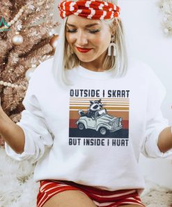 Raccoon riding car outside I skrrt but inside I hurt vintage shirt