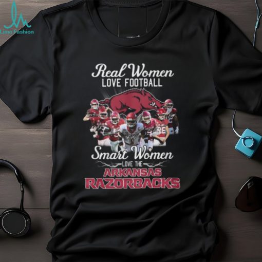 Real Women Love Football Smart Women Love The Arkansas Razorbacks T Shirt