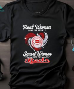 Real women love baseball smart women love the Cincinnati Reds baseball heart logo gift shirt
