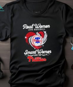 Real women love baseball smart women love the Philadelphia Phillies baseball heart logo gift shirt