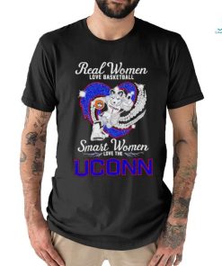 Real women love basketball smart women love the UConn mascot Jonathan the Husky shirt