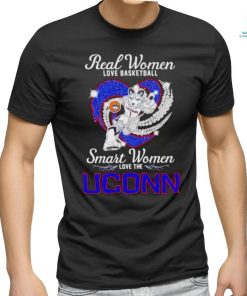 Real women love basketball smart women love the UConn mascot Jonathan the Husky shirt