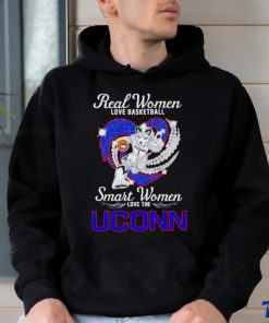 Real women love basketball smart women love the UConn mascot Jonathan the Husky shirt