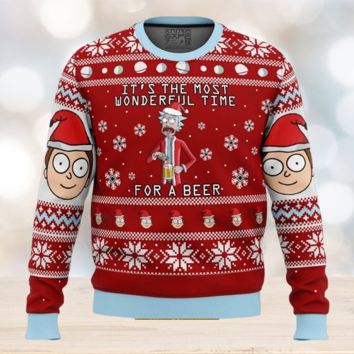 Rick And Morty Time For A Beer Gifts For Family Christmas Holiday Ugly Sweater