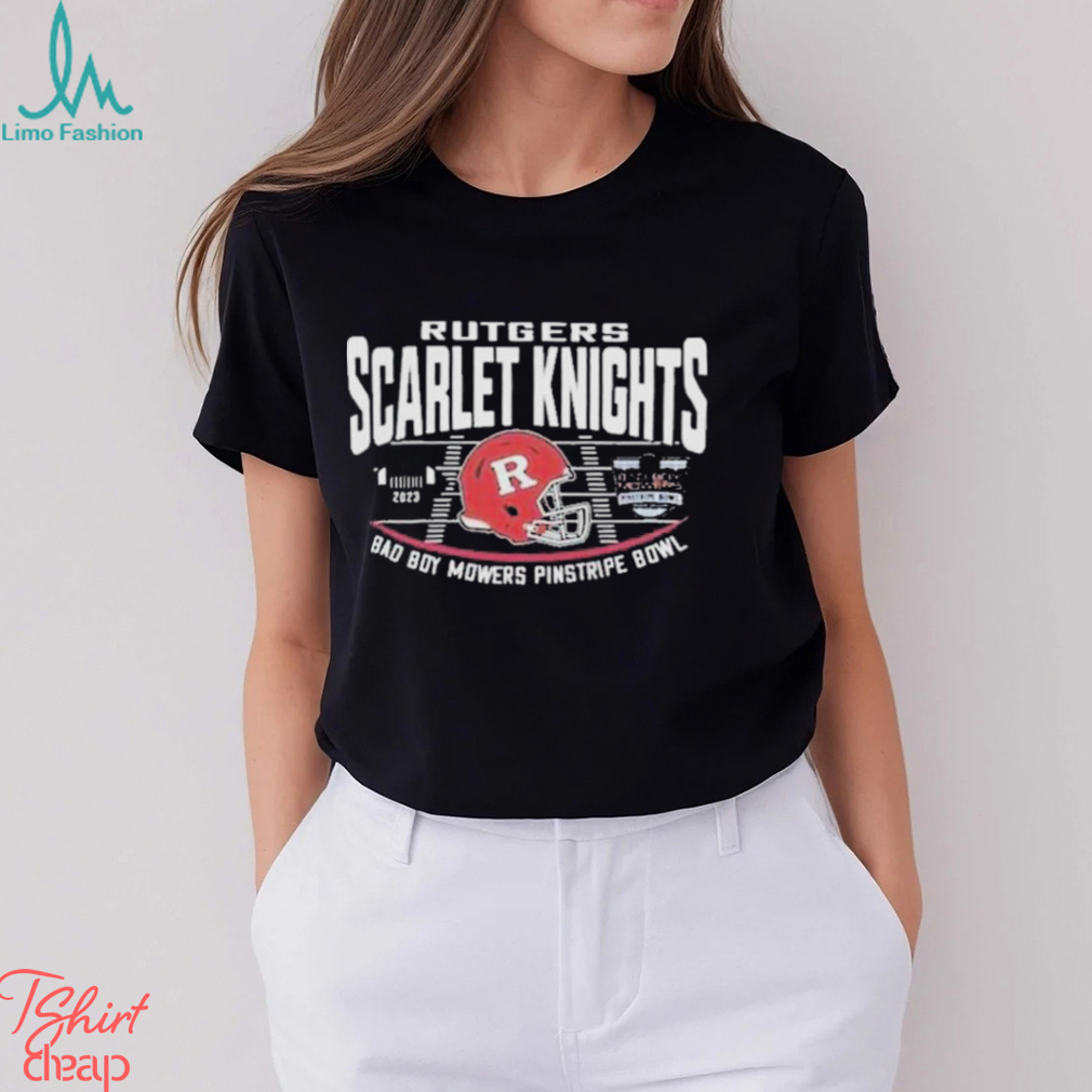 Rutgers Scarlet Knights Red 2023 Bad Boy Mowers Pinstripe Bowl Helmet T Shirt Rutgers Scarlet Knights Red 2023 Bad Boy Mowers Pinstripe Bowl Helmet T Shirt