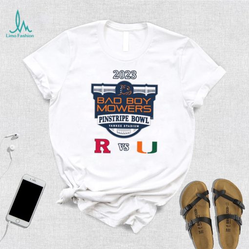 Rutgers Scarlet Knights vs Miami Hurricanes 2023 Bad Boy Mowers Pinstripe Bowl shirt