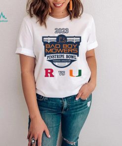 Rutgers Scarlet Knights vs Miami Hurricanes 2023 Bad Boy Mowers Pinstripe Bowl shirt