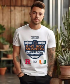 Rutgers Scarlet Knights vs Miami Hurricanes 2023 Bad Boy Mowers Pinstripe Bowl shirt