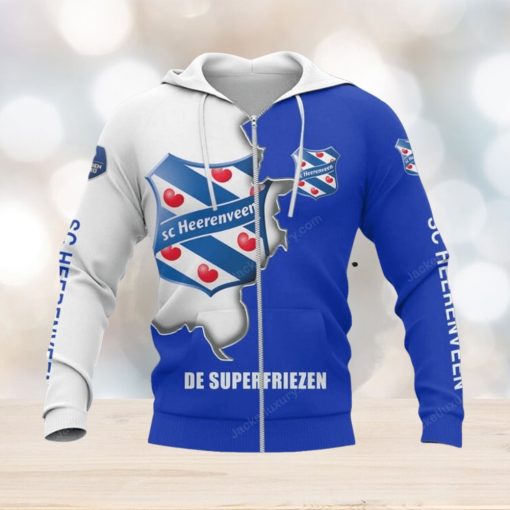 SC Heerenveen Logo Blue White Zip Up Hoodie