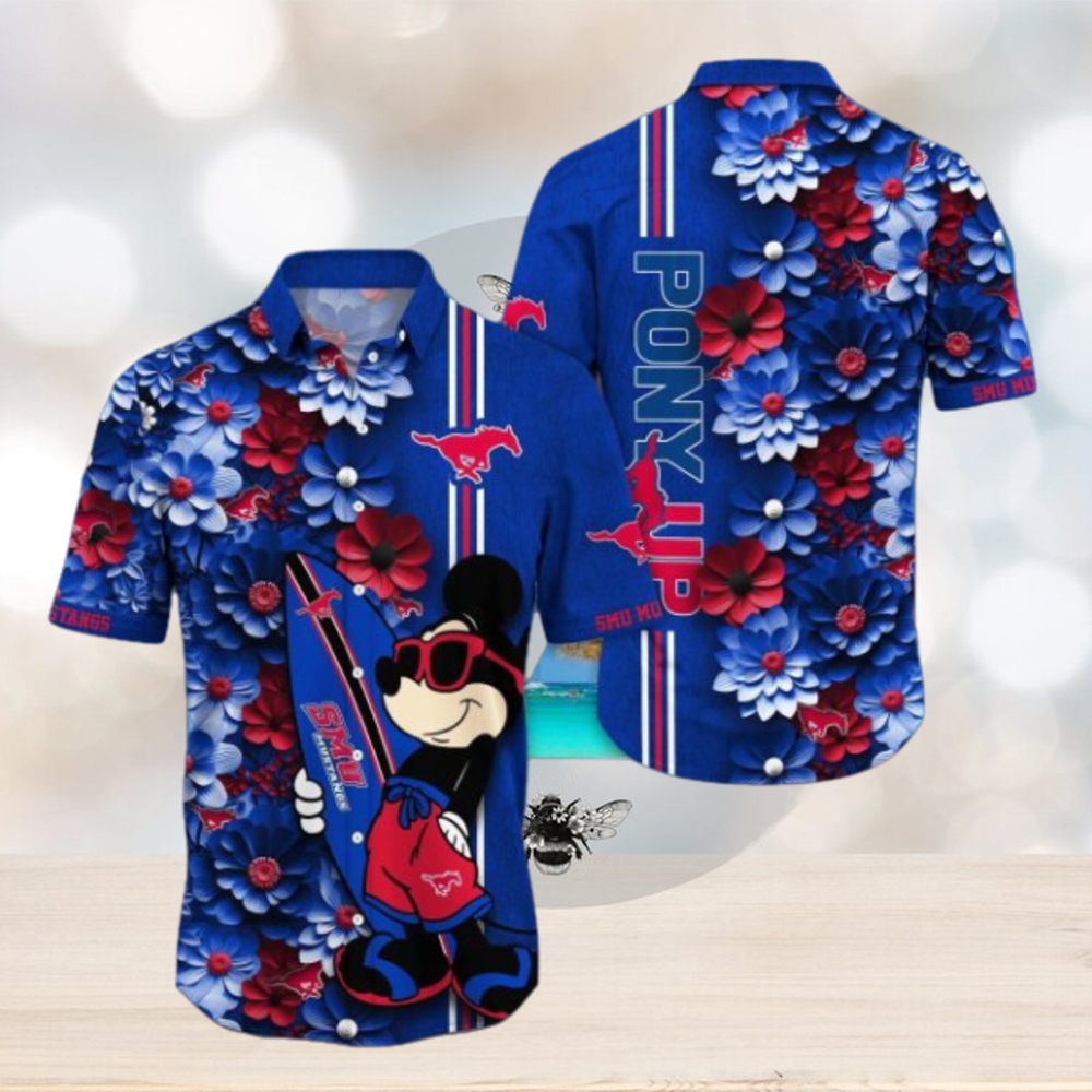 SMU Mustangs Hawaiian Shirt Mickey Love Surfing Trending Summer Gift SMU Mustangs Hawaiian Shirt Mickey Love Surfing Trending Summer Gift