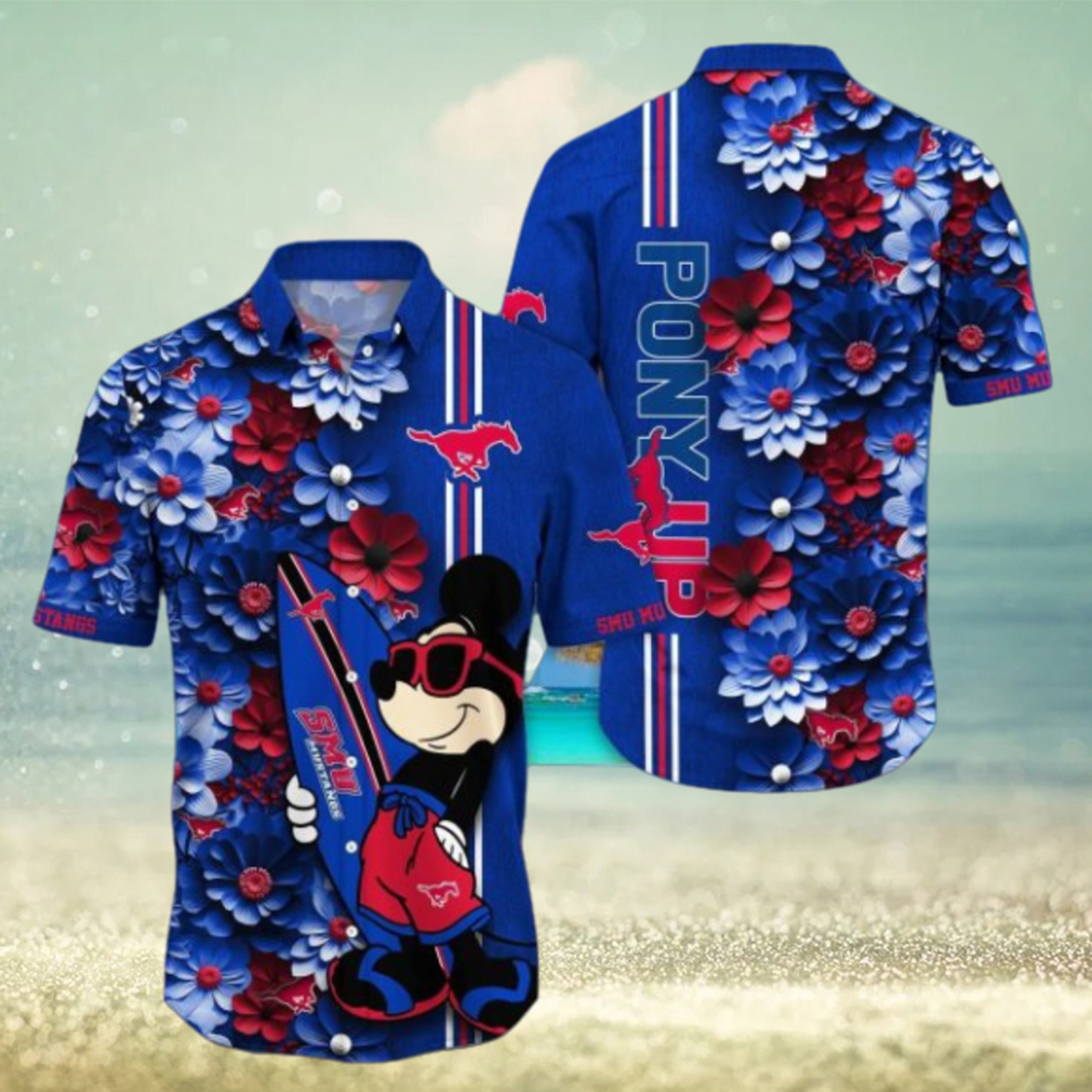 SMU Mustangs Hawaiian Shirt Mickey Love Surfing Trending Summer Gift SMU Mustangs Hawaiian Shirt Mickey Love Surfing Trending Summer Gift