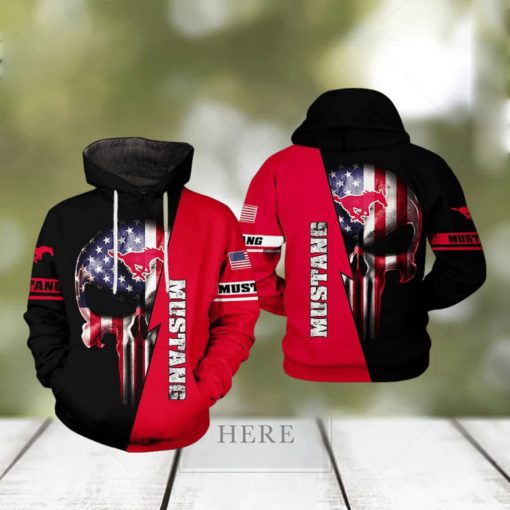 SMU Mustangs NCAA US Flag Skull 3D Printed Hoodie