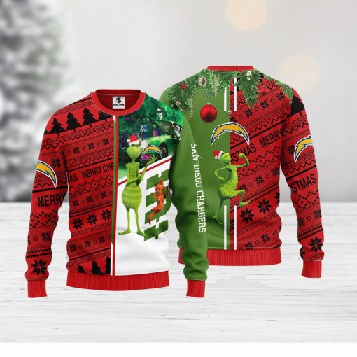 San Diego Chargers Grinch & Scooby Doo Christmas Ugly Sweater 1