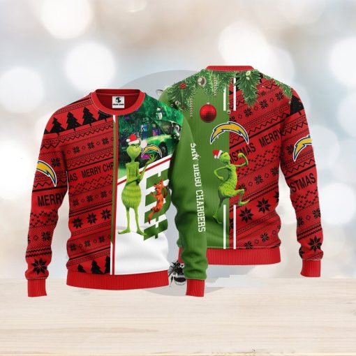 San Diego Chargers Grinch & Scooby Doo Christmas Ugly Sweater 1