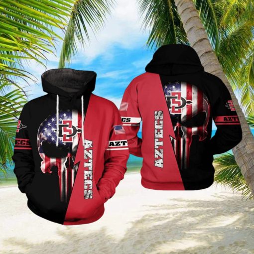 San Diego State Aztecs NCAA US Flag Skull 3D Printed Hoodie