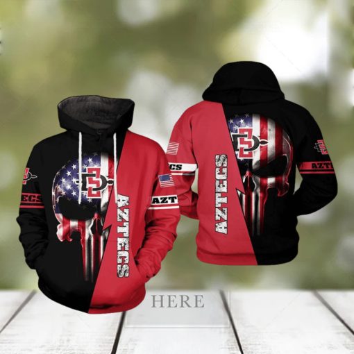 San Diego State Aztecs NCAA US Flag Skull 3D Printed Hoodie