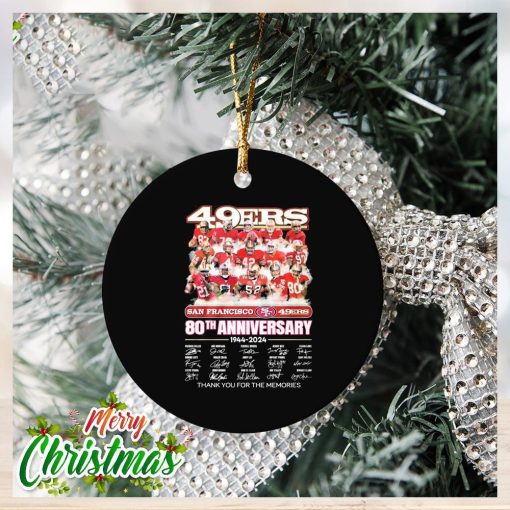 San Francisco 49Ers 80th anniversary 1944 2024 Patrick Willis and Joe Montana signatures thanks Ornament