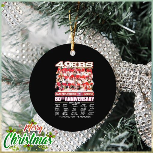 San Francisco 49Ers 80th anniversary 1944 2024 Patrick Willis and Joe Montana signatures thanks Ornament