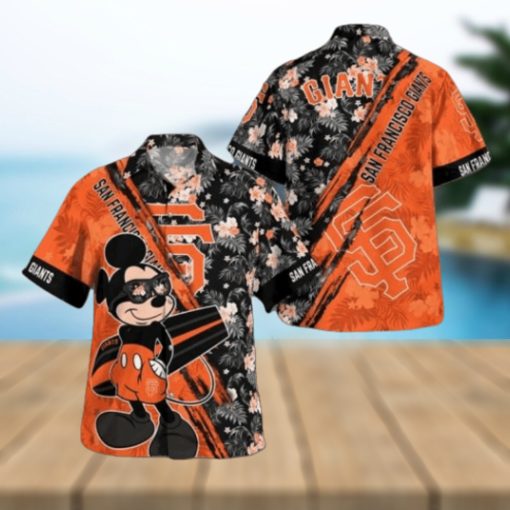 San Francisco Giants Mickey Mouse Floral Short Sleeve Hawaii Shirt, Giants Apparel