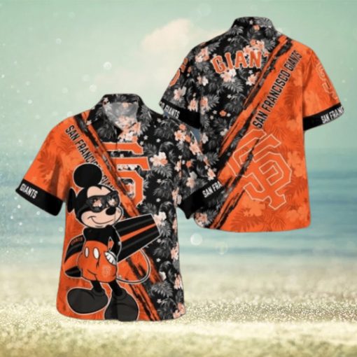 San Francisco Giants Mickey Mouse Floral Short Sleeve Hawaii Shirt, Giants Apparel