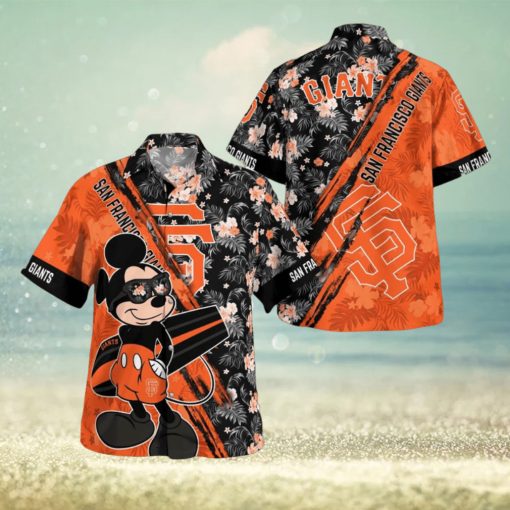 San Francisco Giants Mickey Mouse Floral Short Sleeve Hawaii Shirt