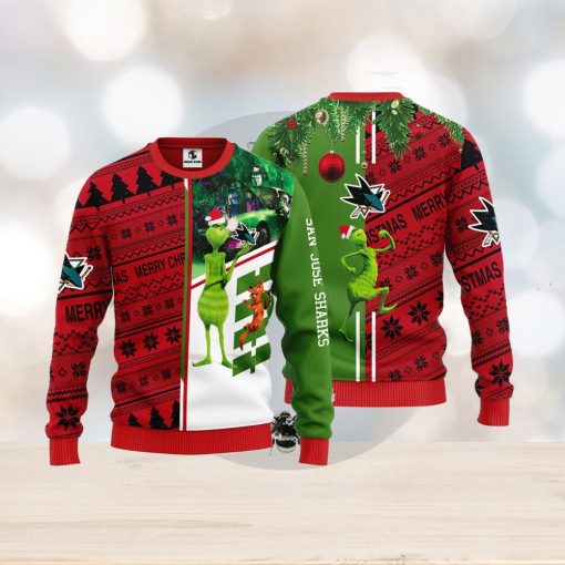 San Jose Sharks Grinch & Scooby doo Christmas Ugly Sweater 1