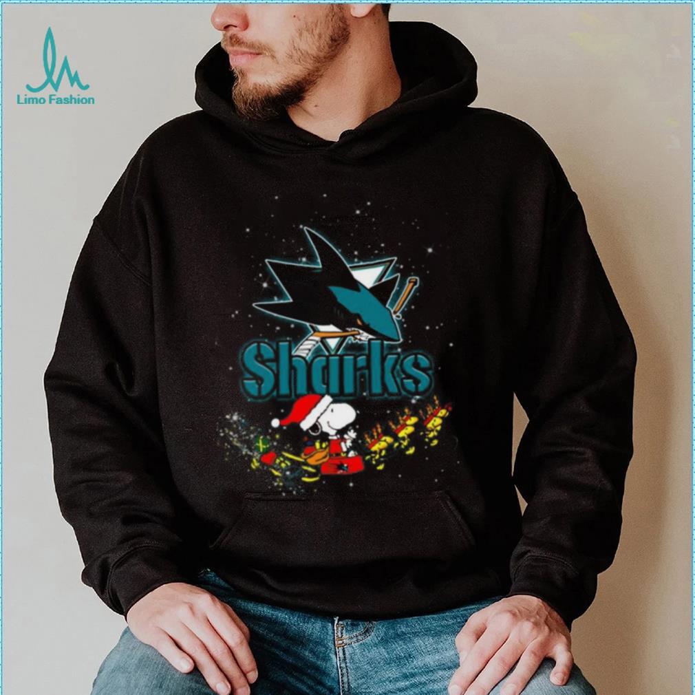 San Jose Sharks NHL Santa Snoopy and Woodstock Christmas T Shirt San Jose Sharks NHL Santa Snoopy and Woodstock Christmas T Shirt