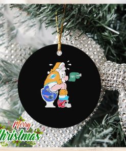 Santa Claus Miami Dolphins Shit On Toilet New England Patriots Christmas Ornament