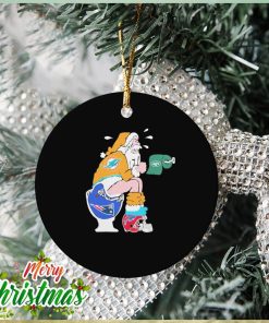 Santa Claus Miami Dolphins Shit On Toilet New England Patriots Christmas Ornament