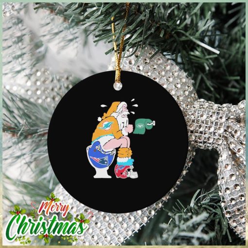 Santa Claus Miami Dolphins Shit On Toilet New England Patriots Christmas Ornament