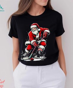 Santa Claus playing ice hockey sport Christmas shirt