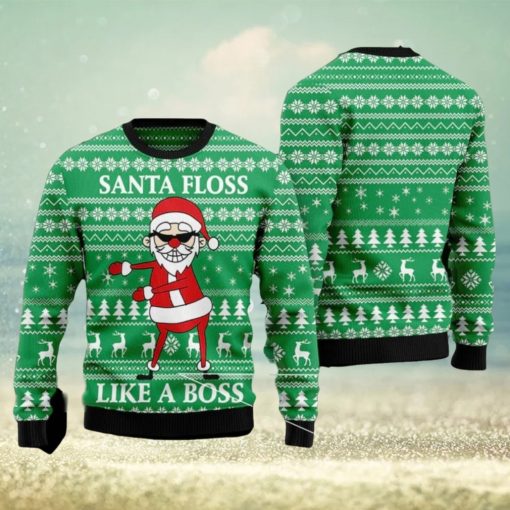 Santa Floss Like A Boss Ugly Christmas 3D Sweater