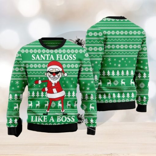 Santa Floss Like A Boss Ugly Christmas 3D Sweater