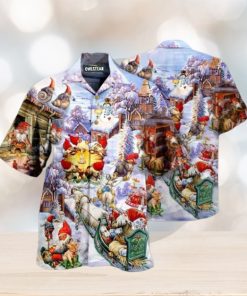 Santa Gnomes Holiday Hawaiian Print, Santa Hawaiian Shirt