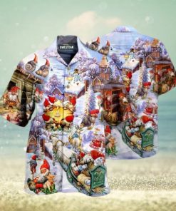 Santa Gnomes Holiday Hawaiian Print, Santa Hawaiian Shirt