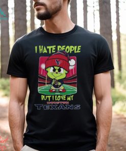 Santa Grinch Chibi I Hate People But I Love My Houston Texans Christmas Shirt