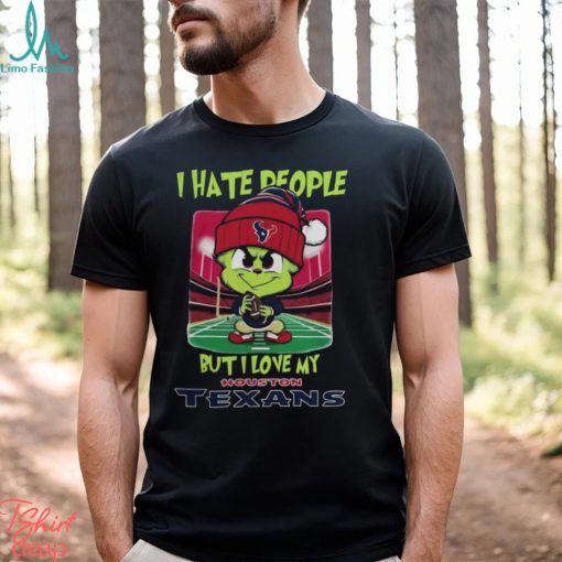 Santa Grinch Chibi I Hate People But I Love My Houston Texans Christmas Shirt