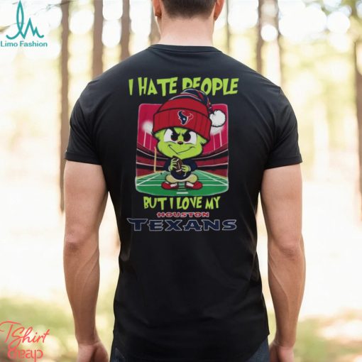 Santa Grinch Chibi I Hate People But I Love My Houston Texans Christmas Shirt