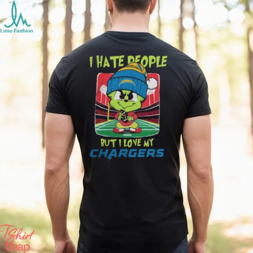 Santa Grinch Chibi I Hate People But I Love My Los Angeles Chargers t shirt