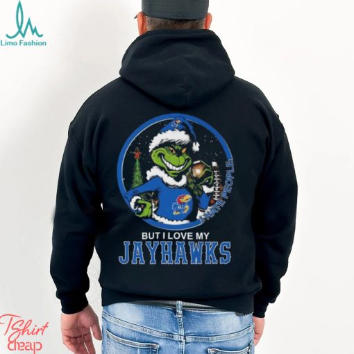 Santa Grinch Christmas I hate people but I love my Jayhawks shirt
