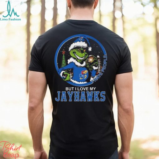 Santa Grinch Christmas I hate people but I love my Jayhawks shirt