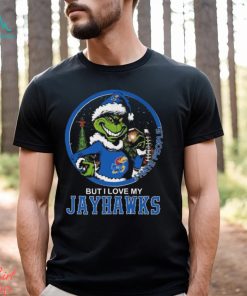 Santa Grinch Christmas I hate people but I love my Jayhawks shirt