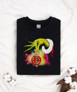 Santa Grinch Hand Holding Hippie Christmas Shirt