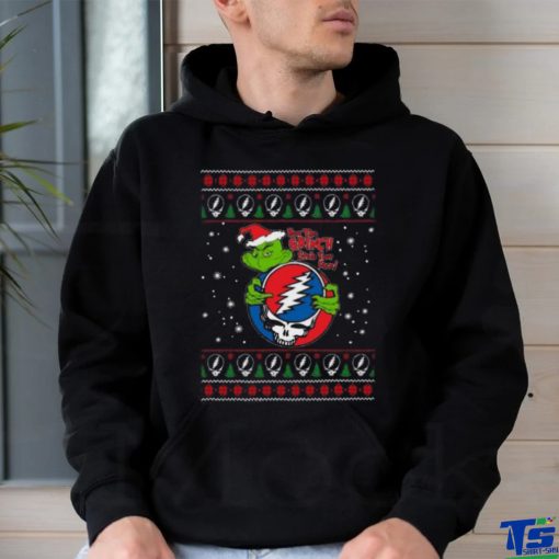 Santa Grinch Hug Grateful Dead How the Grinch Stole Your Face ugly christmas T shirt